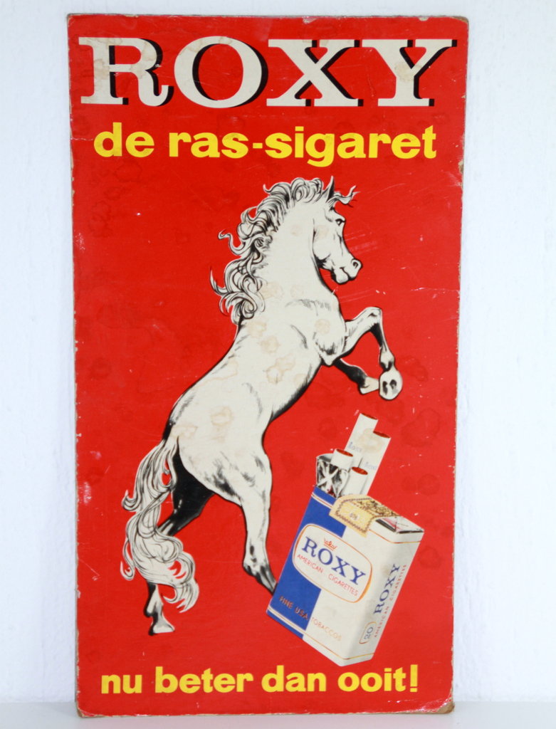 Kartonnen ROXY Cigarettes reclamebord 1950's !!