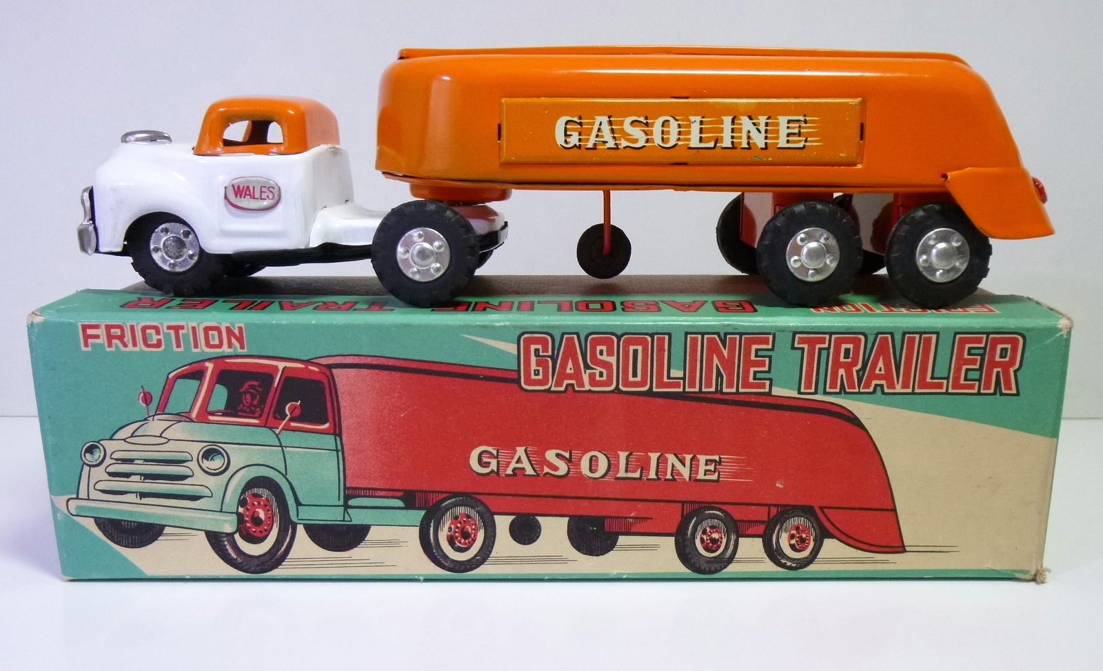SSS-Toys (Japan) # 1960's Blikken Tankauto / Gasoline Trailer in Original Box !!